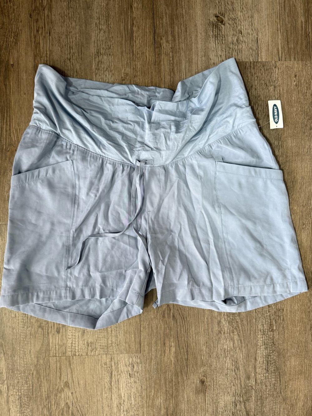 Old Navy Pale Blue Drawstring Maternity Shorts